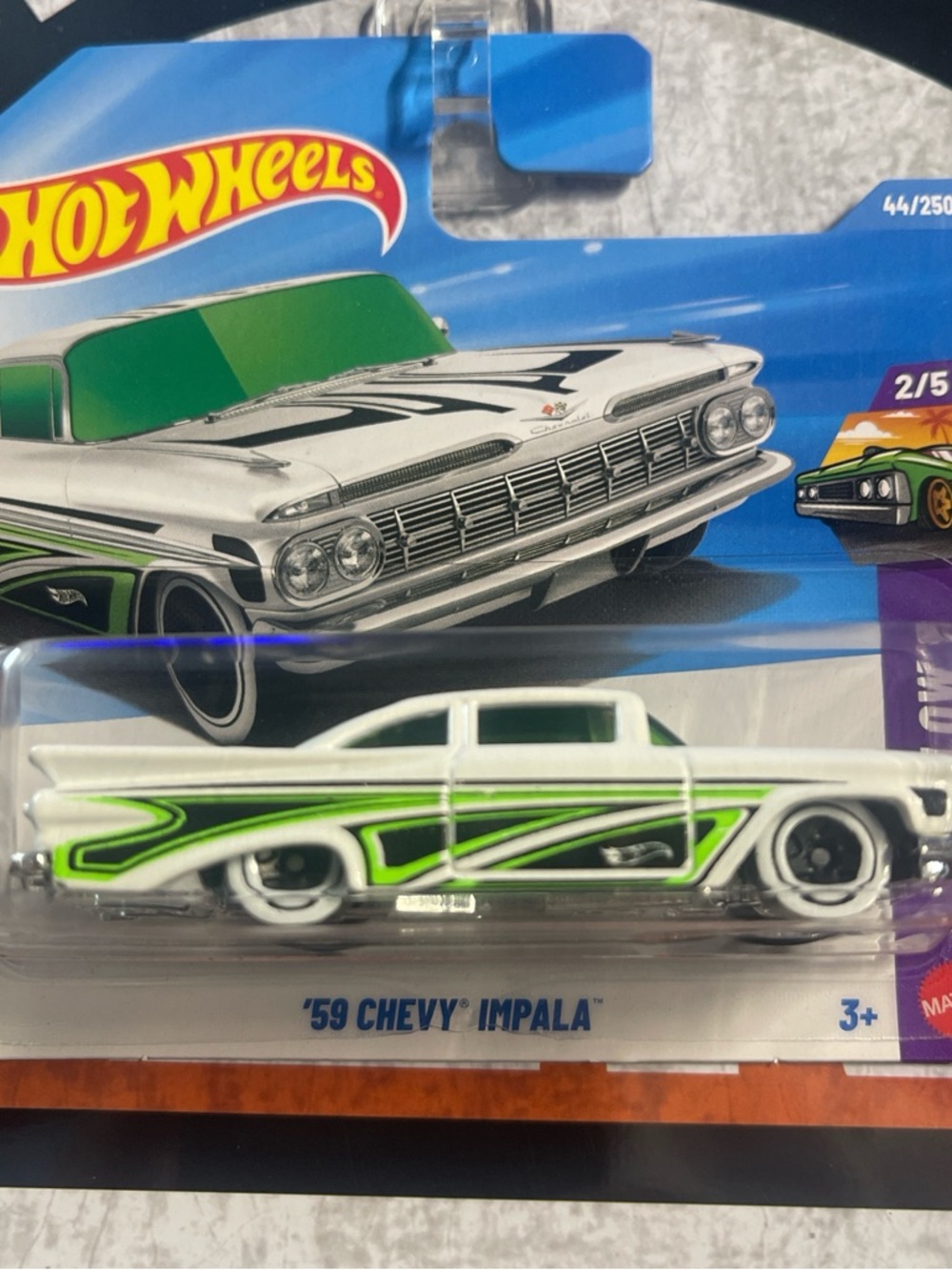 Hot Wheels '59 Chevy Impala Toy Car - White with Green Accents